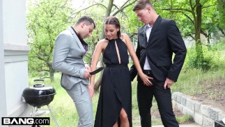 Eveline Dellai sucks and fucks two dicks at her bbq