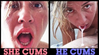 Hot zweterige SEKS NEUKEN ORGASME POV Na haar orgasme om 12.20, beloont ze hem met een gepassioneerde pijpbeurt
