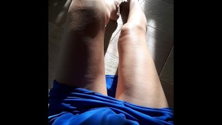 Wetting blue dress