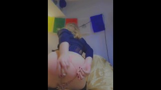 Sexy Blonde Trans Girl Fucks Her Tight Ass With Dildo