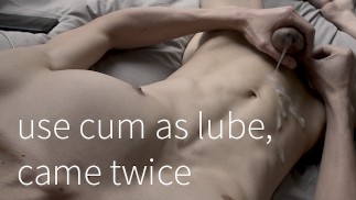 Thick uncut cock use cum as lube, came a second time
