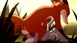 Patreon/Blitzdrachin : Straight yiff animation , cum inside, size difference , fox and rabbit