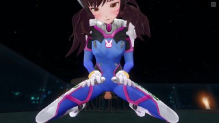 3D HENTAI POV DVA en costume serré chevauche votre bite