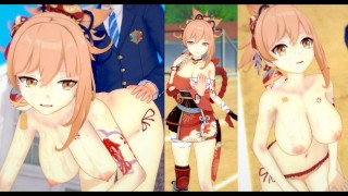 [Hentai Gra Koikatsu! ] Uprawiaj seks z Duże cycki Genshin Impact Yoimiya.3DCG Erotyczne wideo anime