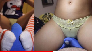 Scopata a secco + masturbazione con la mano allo stesso tempo per farlo sborrare nella sua biancheria intima, biancheria intima sexy in raso di seta
