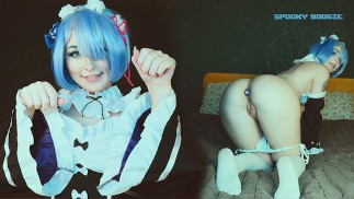 Sirvienta Rem de Re Zero falta y juega consolador doble - Cosplay Spooky Boogie