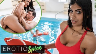 DEVIANTE - Socorrista de grandes tetas Sheila Ortega salva una gran polla para que su coño mojado pueda ser creampie
