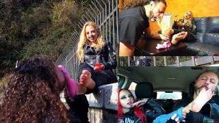 Tiener voet Fetish metalhead Mistress vernedert loser met haar voeten zweterige sokken