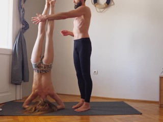 Workout Yoga Exercise together for the first Time