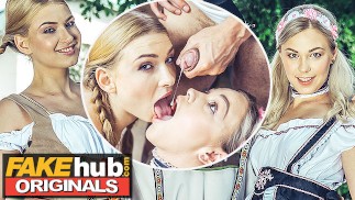 FAKEhub - Nadržená blondýnka Oktoberfest dívky mají orgasmickou trojku po party