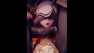Shenheは足コキを与え、Hilichurlsパート2/3のグループによって肛門に輪姦されます-原神インパクト
