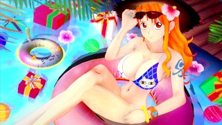 Luffy neukt Nami vele malen om haar Sanji te laten vergeten tot creampie - One Piece Hentai-compilatie