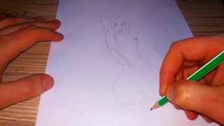 Skizze eines hübschen nackten Mädchens