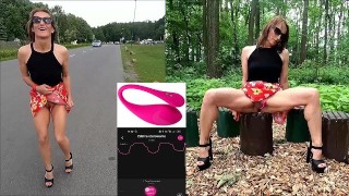 Public flashing in the Park with a Remote Vibrator