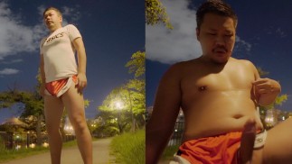Masturbation nach dem Laufen in asics Laufshorts