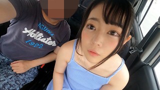 Big eyes! Small & cute! 147cm Osaka mini gal①Fellation et branlette en conduisant localement.