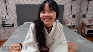 Kinky Asian teen plays with her pussy - Baebi Hel