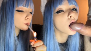 Fumer et sucer une bite en même temps par une autre petite amie (vidéo complète sur mon 0nlyfans / ManyVids)