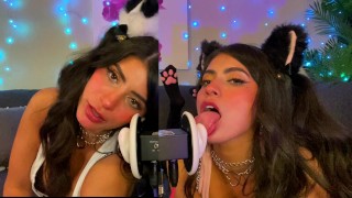ASMR TWO Cats coquetea y lame tus oídos con sonidos en capas de contacto visual - CorneliustheCat ASMR