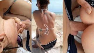 Hij neukte me op het strand en werd bijna betrapt. Hij kwam hard in mijn poesje. Hoor hem kreunen als een Lion