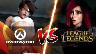 [PMV]OVERWATCH VS LEAGUE OF LEGENDS - FUCK BATTLE - ロン豆メディア