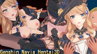 【Genshin Impact Navia】 3D Hentai animace. (prstování, honění, výstřik, sex)