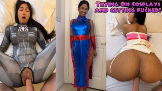 Provando cosplay e scopando!