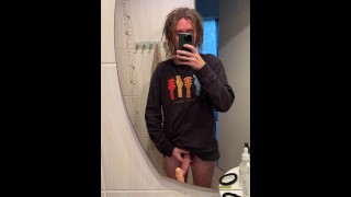 Massaging my big twink dick