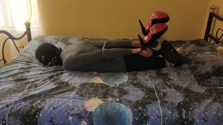 Selfbondage Hogcuffed vibed n orgasm denied