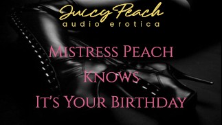 Mistress Peach weet dat je jarig bent