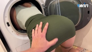 stepson fucks stepmom while she's stuck in washing machine