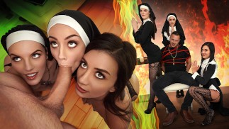 3人の角質の修道女が彼からDevilをファック